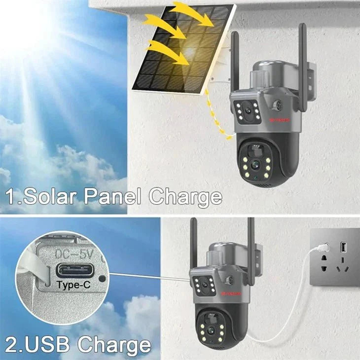 Solarna WI-FI  Sigurnosna Kamera s Dvostrukim Zaslonom