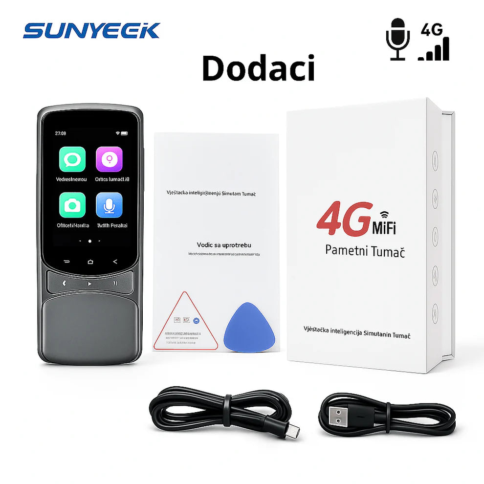 Pametni Prevoditelj Govora i Teksta – 138 Jezika, 4G/WiFi/SIM, Offline Rad